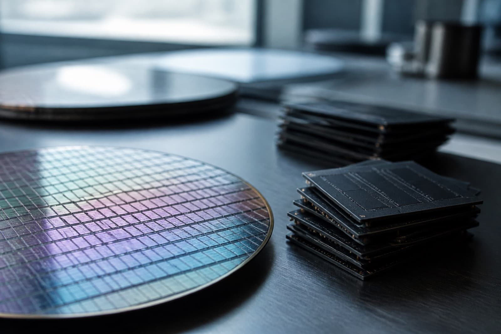 Editorial illustration of memory chips for the Micron Boise lab story